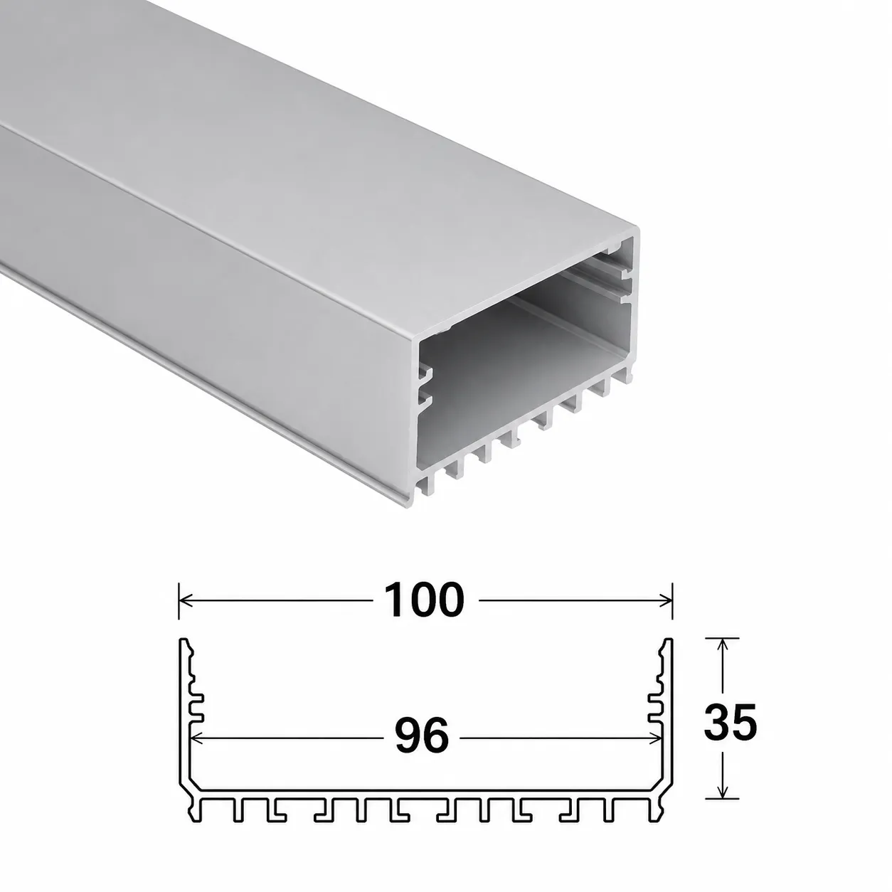 100×35 Surface Profile — architectural LED linear profile
