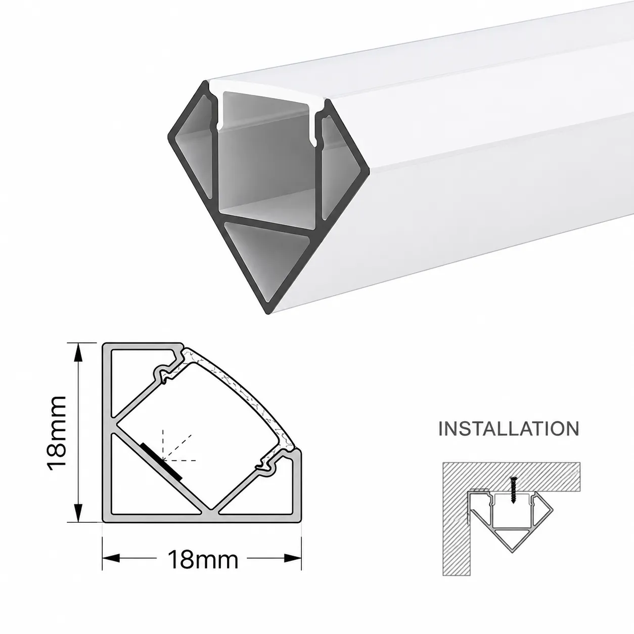 1818 Corner Profile — architectural LED linear profile