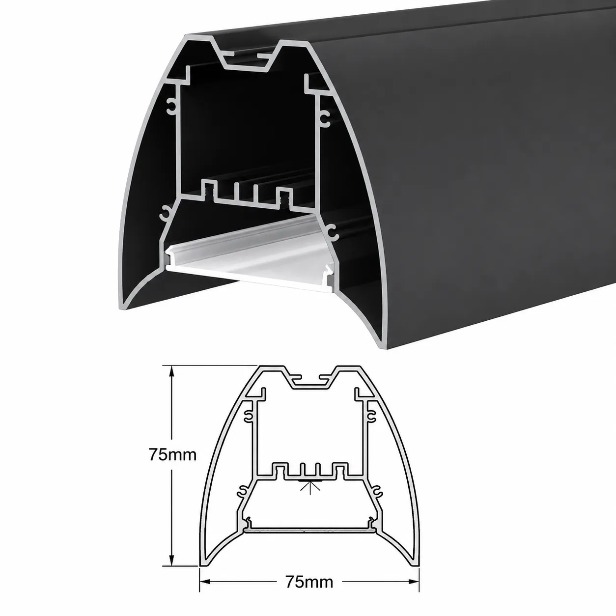 7575 Curved Hanging Profile — architectural LED linear profile