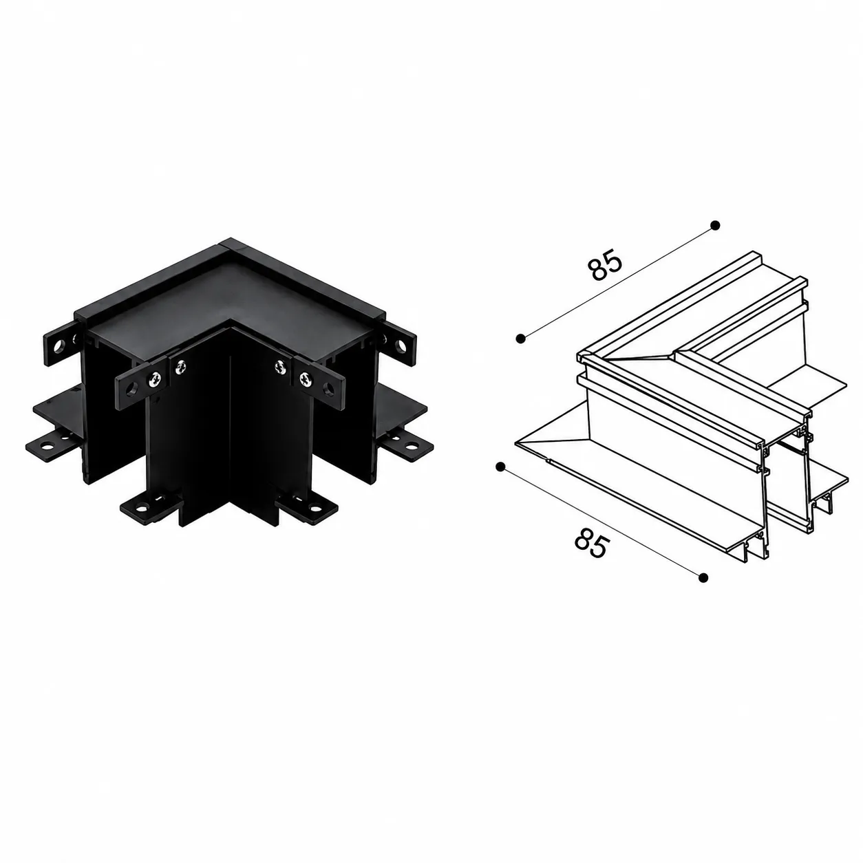 Hybec-Pro L Connector (Recessed) — Magnetic Track Light