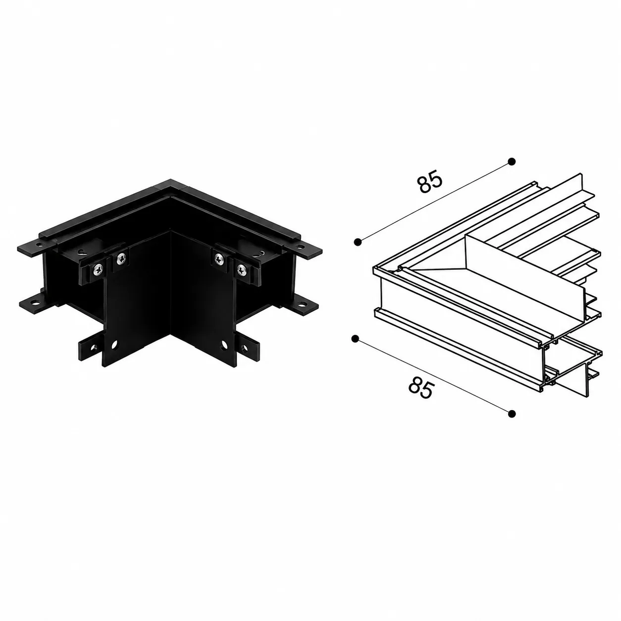 Hybec-Pro L Connector (Recessed) — Magnetic Track Light