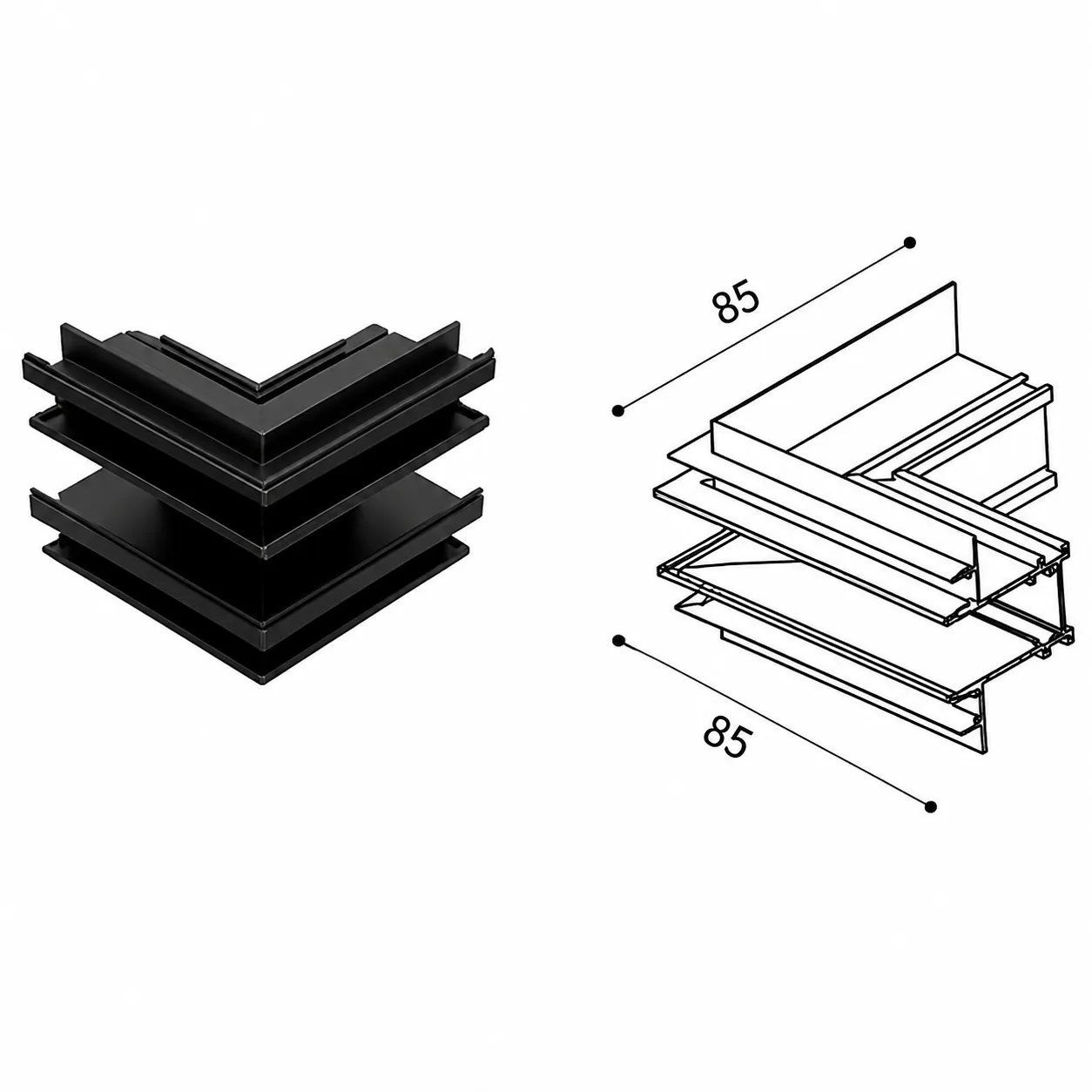 Hybec-Pro L Connector (Recessed) — Magnetic Track Light