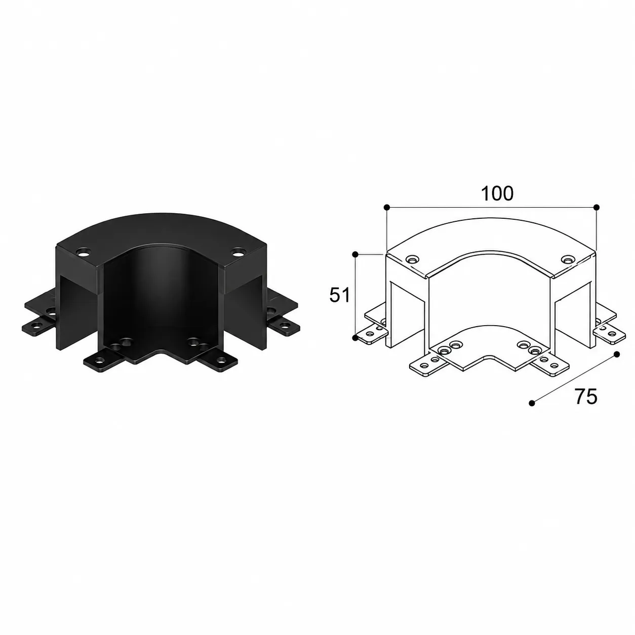 Hybec-Pro Curve Connector (Recessed) — Magnetic Track Light