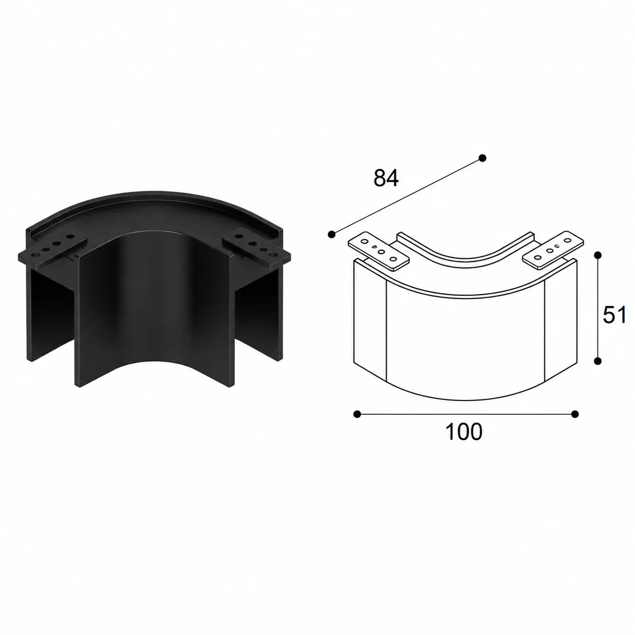 Hybec-Pro Curve Connector (Surface) — Magnetic Track Light
