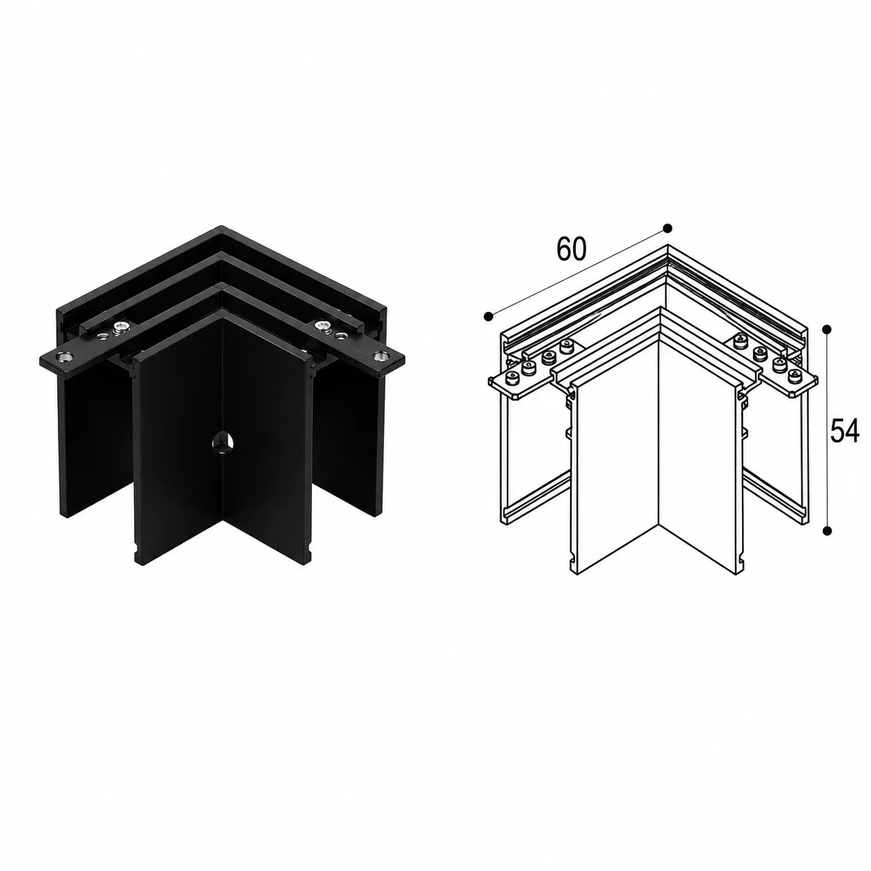 Hybec-Pro L Connector (Surface) — Magnetic Track Light