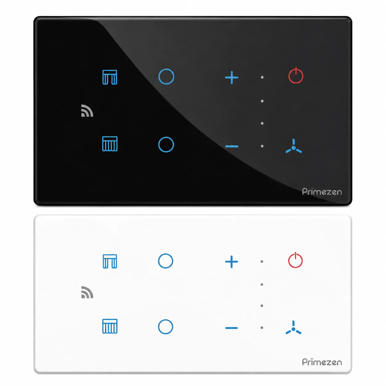Prime Zen ZEN 404 — 4 Module Touch Panel Switch — Curtain + Fan