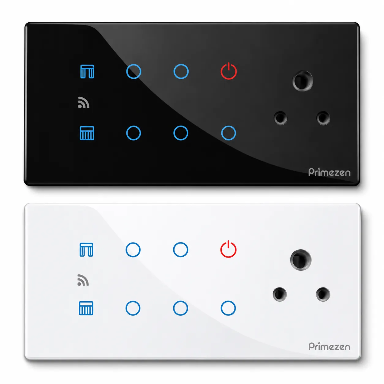 Prime Zen ZEN 604 — 6 Module Touch Panel Switch — Three-Light + Curtain
