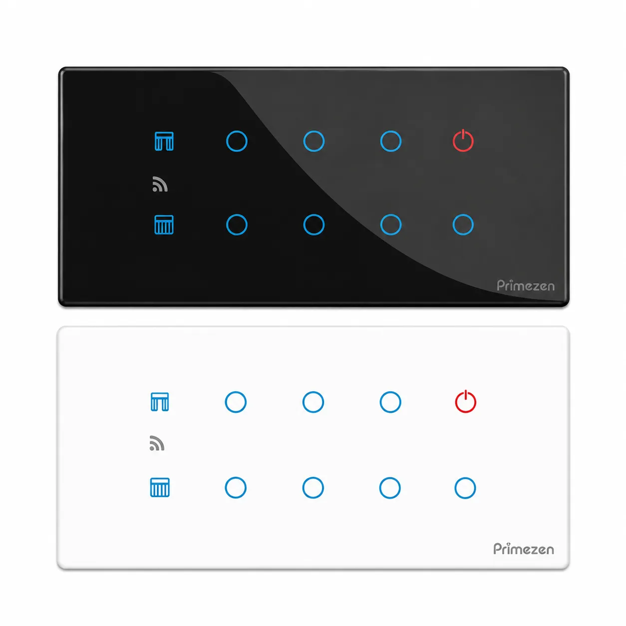 Prime Zen ZEN 608 — 6 Module Touch Panel Switch — Five-Light + Curtain