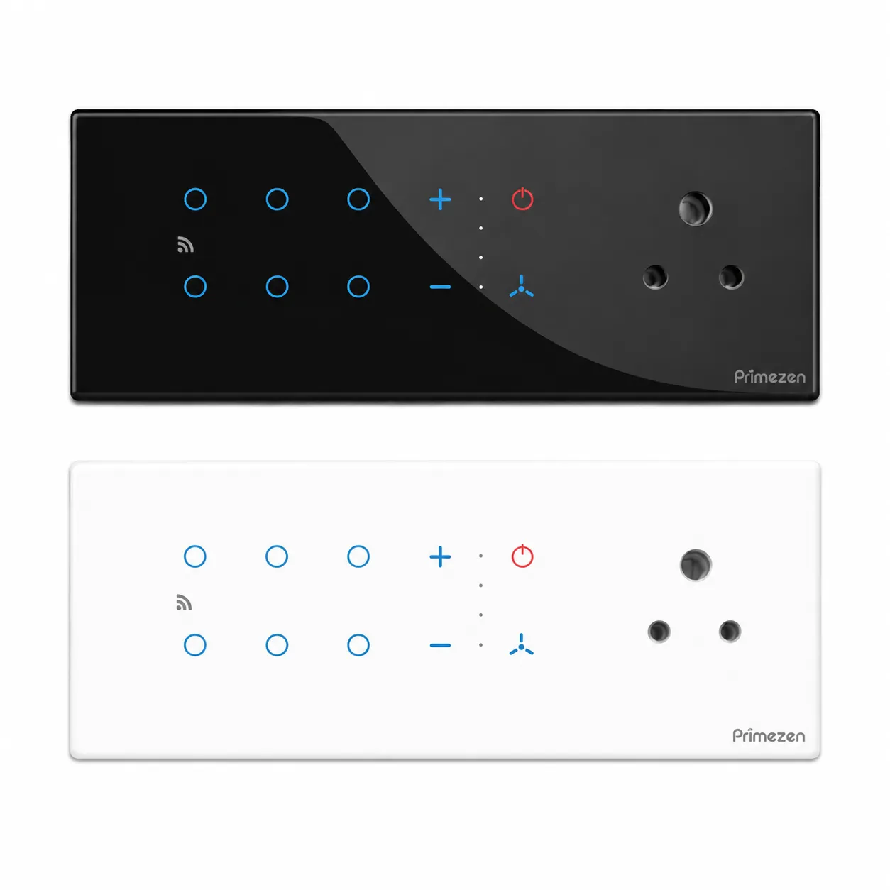 Prime Zen ZEN 801 — 8 Module Touch Panel Switch — Four-Light + Fan + Plug