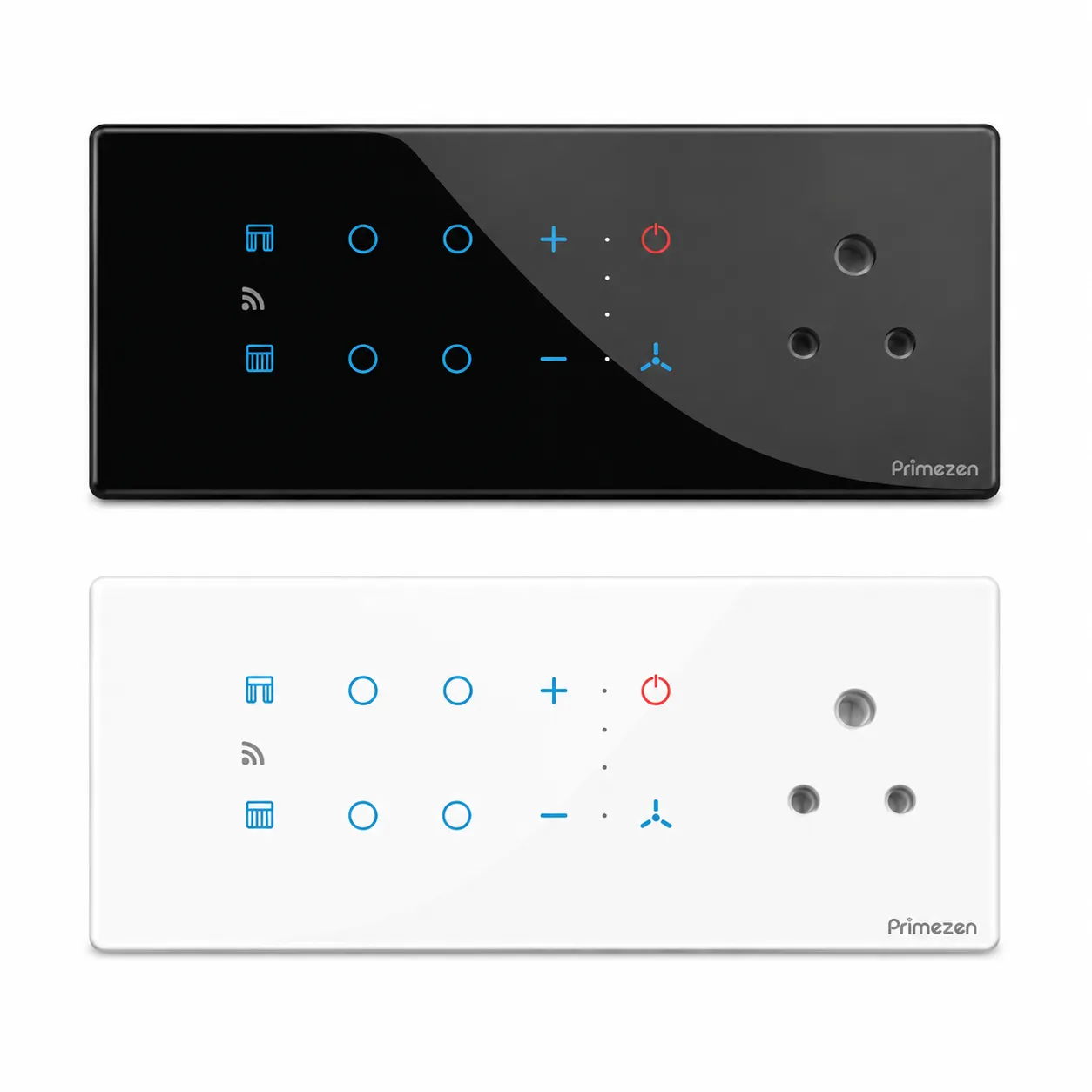 Prime Zen ZEN 802 — 8 Module Touch Panel Switch — Curtain + Fan + Plug