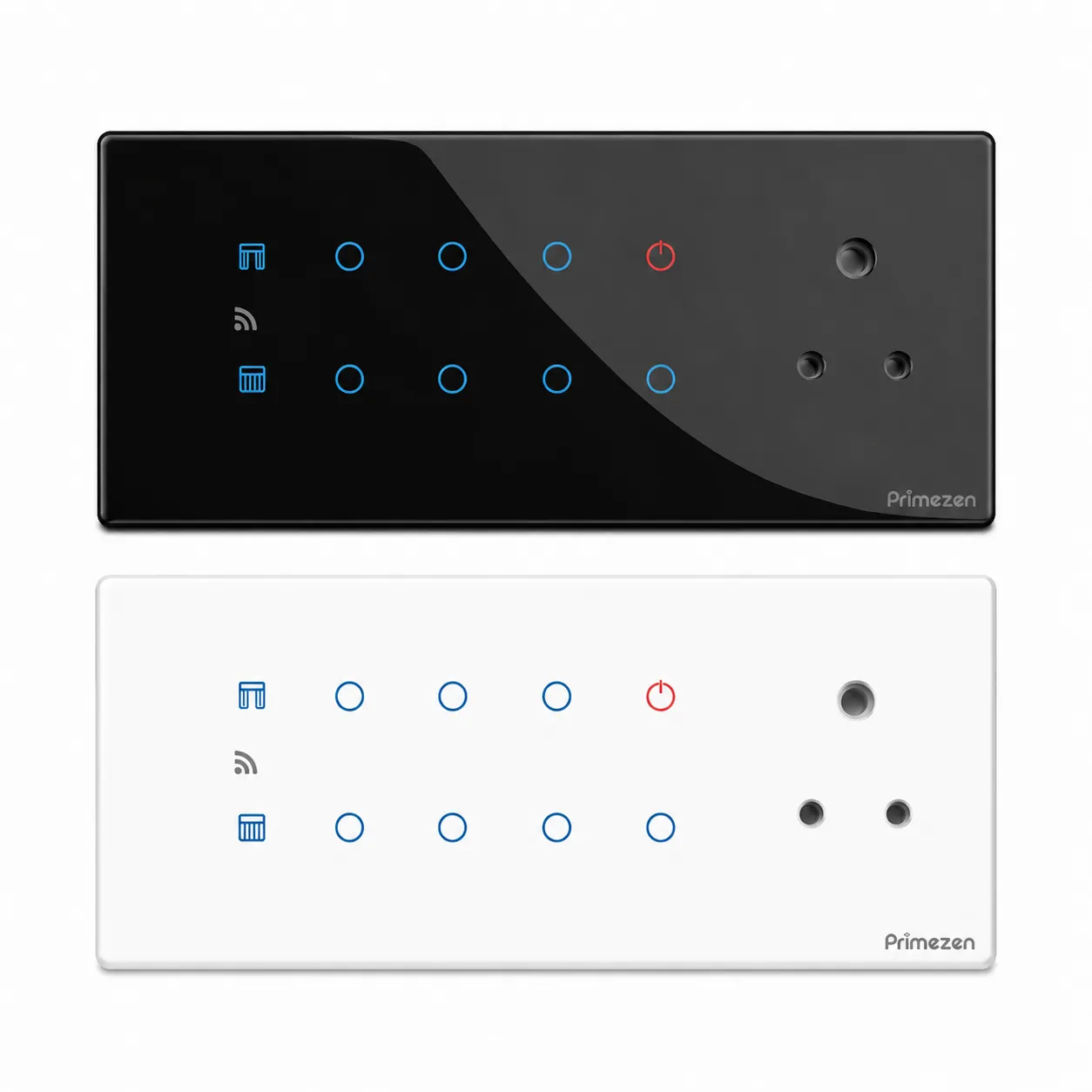 Prime Zen ZEN 803 — 8 Module Touch Panel Switch — Five-Light + Curtain + Plug